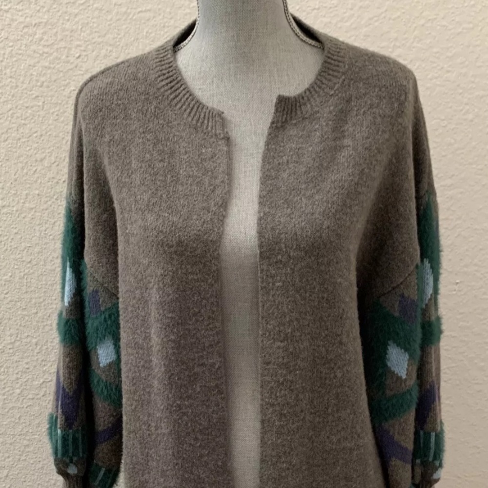 Anthropologie Kai Long Open Cardigan Sweater One Size Gray Excellent RARE HTF - Picture 4 of 12